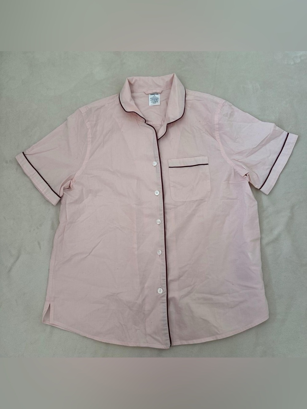 Lands End Pink Button Down PJ Top